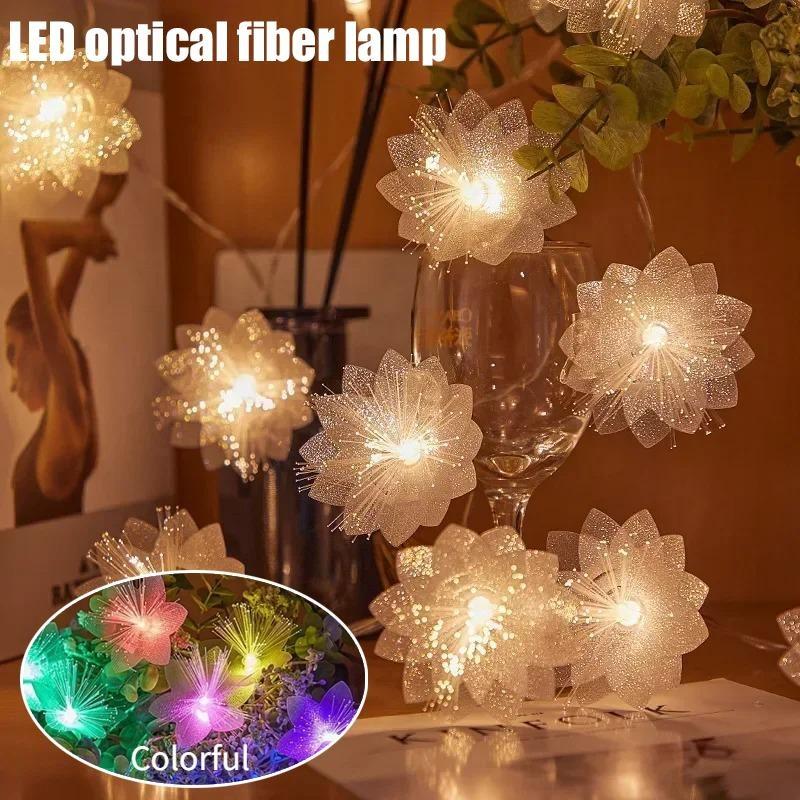 LED Fiber Optic Fairy Light Solar Garland Christmas Decoration Lights String For Party New Year Decor Artificial Flowers Festoon