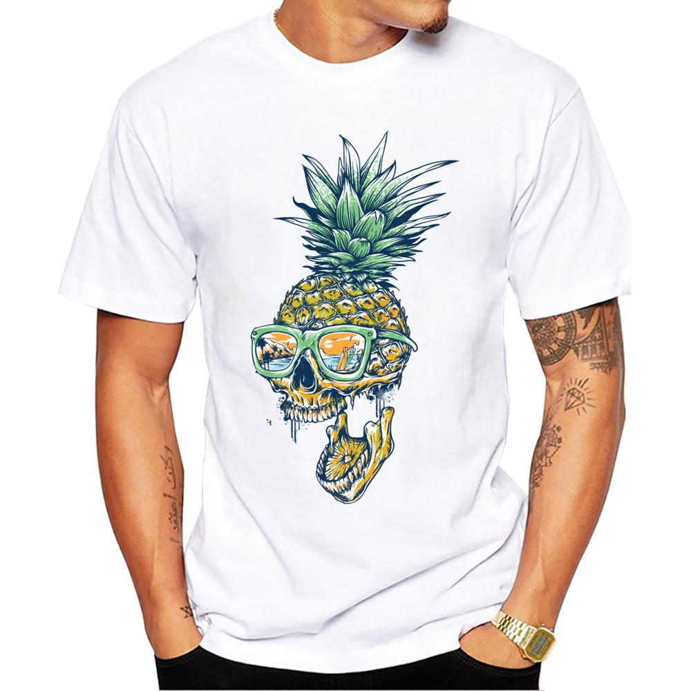 TEEHUB Hot Sale Fashion Summer Pineapple Men T-Shirt Pineapple Skull Printed Holiday T Shirts Short Sleeve Tshirts Harajuku Tee 4XL