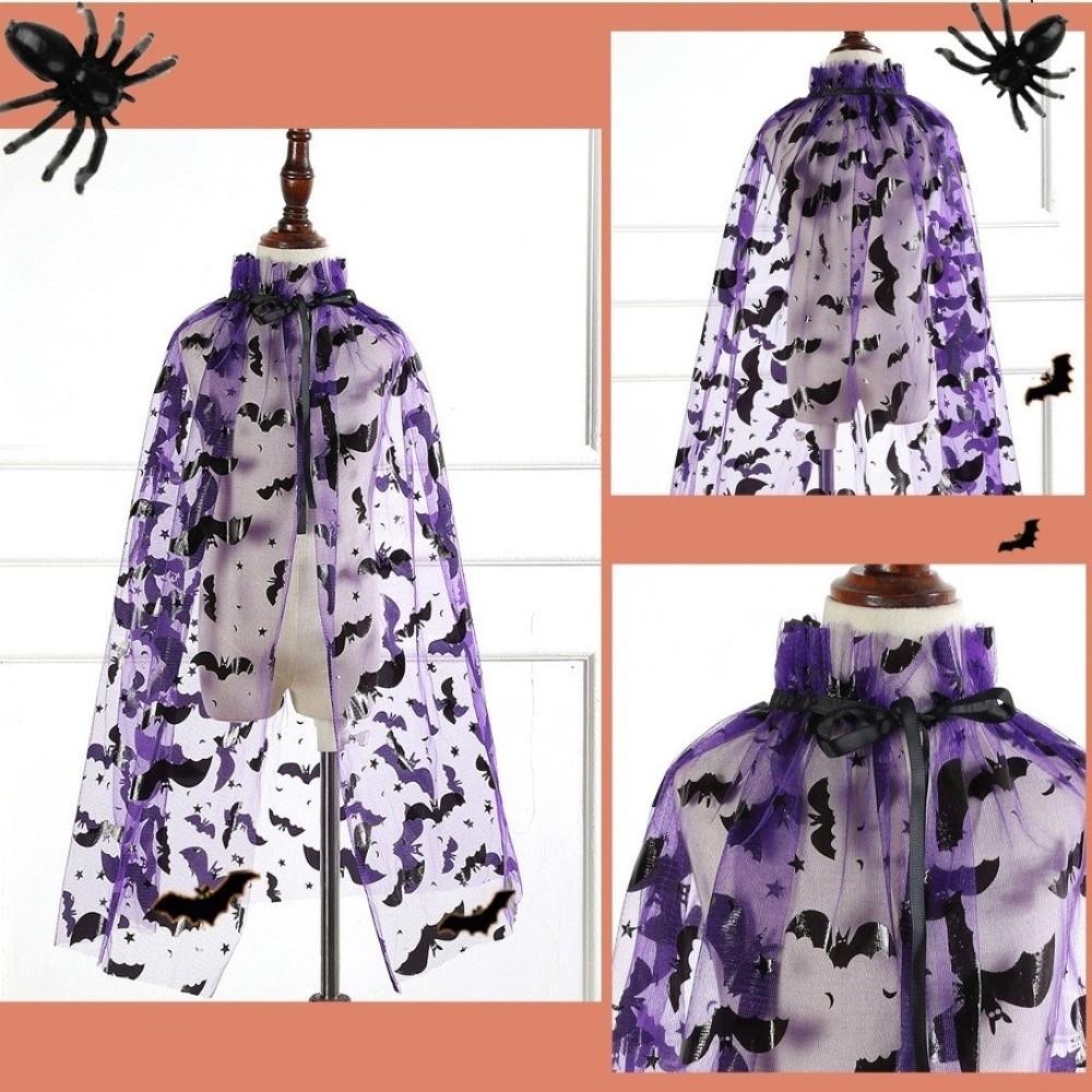 Bat Kids Mesh Cloak Spider Web Cosplay Bridal Costume Retro Halloween Tulle Cape Children