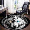 1pc Wolf YinYang Office Round Area Rug, Under Office Chairs Bedroom Living Room Home Decor, Room Deco, Available in Various Sizes