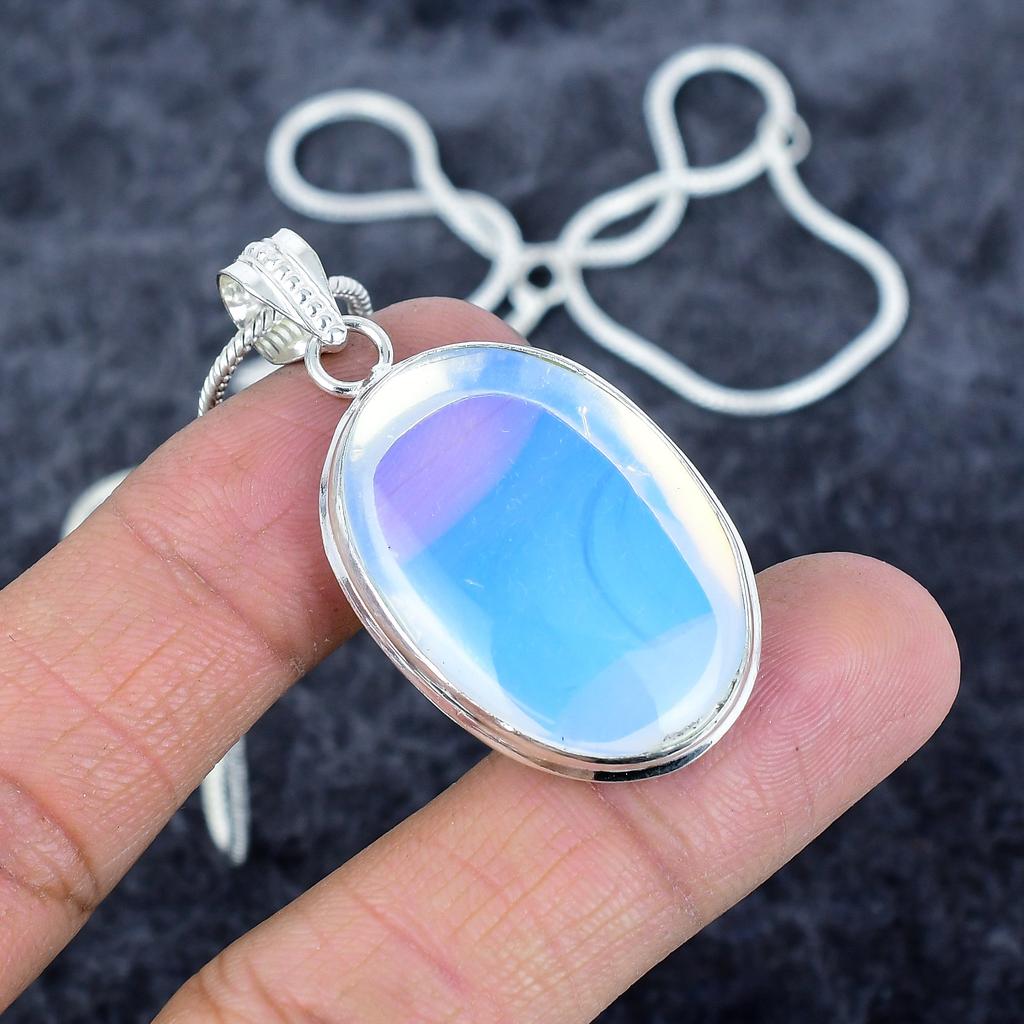 Milky Opal Gemstone Handmade 925 Sterling Silver Jewelry Pendant 1.97" M-2980
