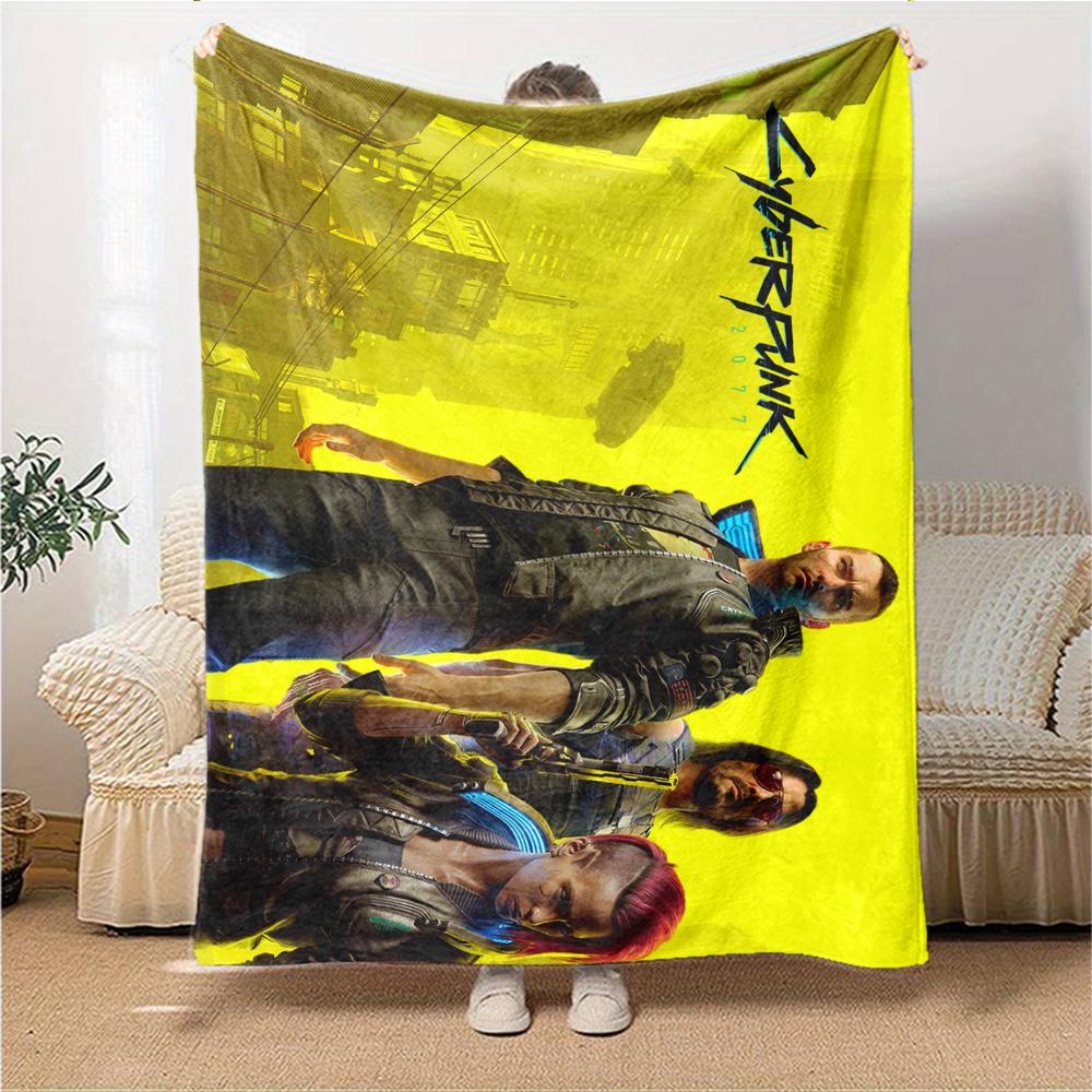 Cyberpunk Future Cityscape Blanket Soft Throw Blanket For Home Bedroom Bed Sofa Travel Office Solid Christmas Blanket