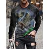 Men's Outdoor Fishing Long Sleeve T-shirts 3D Fish Print Round Neck Tshirt Summer Casual Loose Top Oversized Men Fishing Clothes
