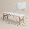 Mobile Massage Table 2 Zones Foldable Height-Adjustable Massage Table 60 Cm Wide with Carrying Bag Wooden Legs Cream White