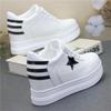 8CM White Platform Sneakers for Women Casual Shoes White Shoes Platform Wedge Heel Walking Shoes Genuine Leather High