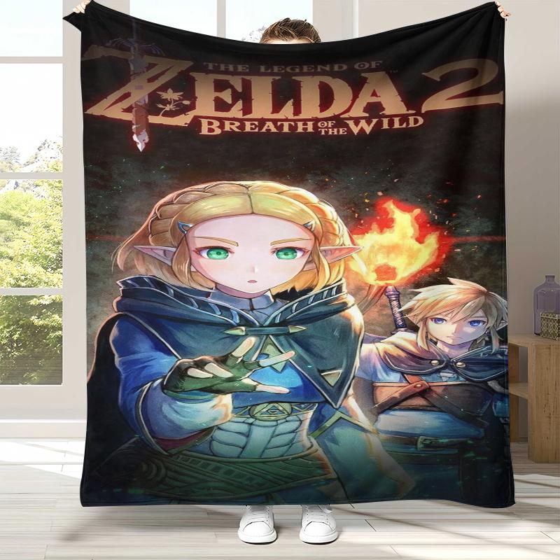 Retro Z-Zelda Cartoon Link Games Flannel Blanket,Ultra Soft Warm Plush Throw for Home Bedroom Bed Sofa Cover Camping Picnic Kid