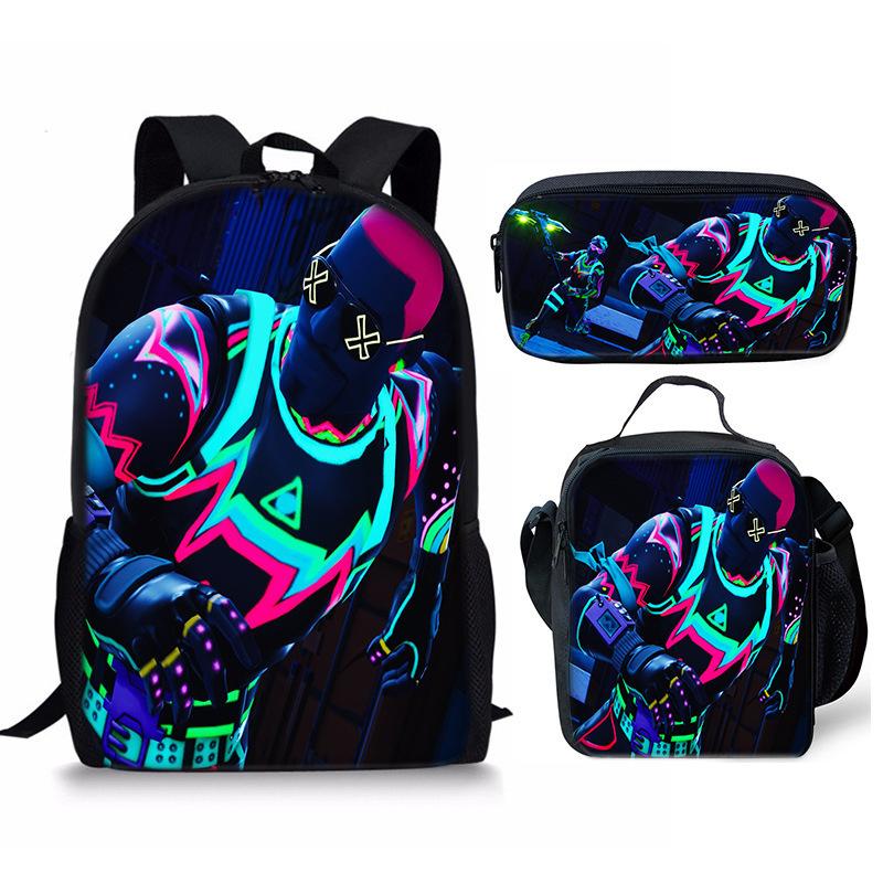 Fortnite Cartoon Printed Backpack Set Lightweight Computer Bag Male And Female School Bag