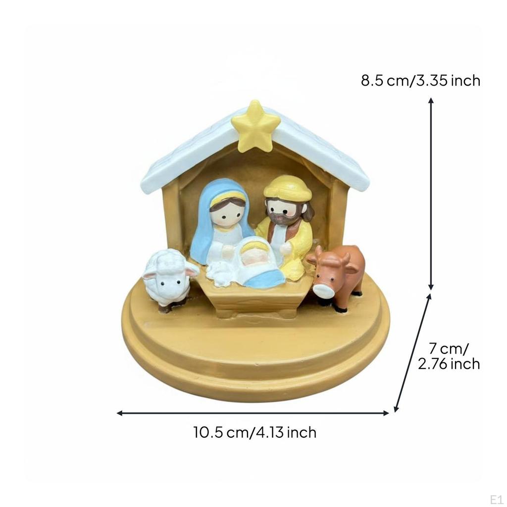 Resin Nativity Statue Ornament Gift Idea Christmas Figurines Cute Figurine for Garden,