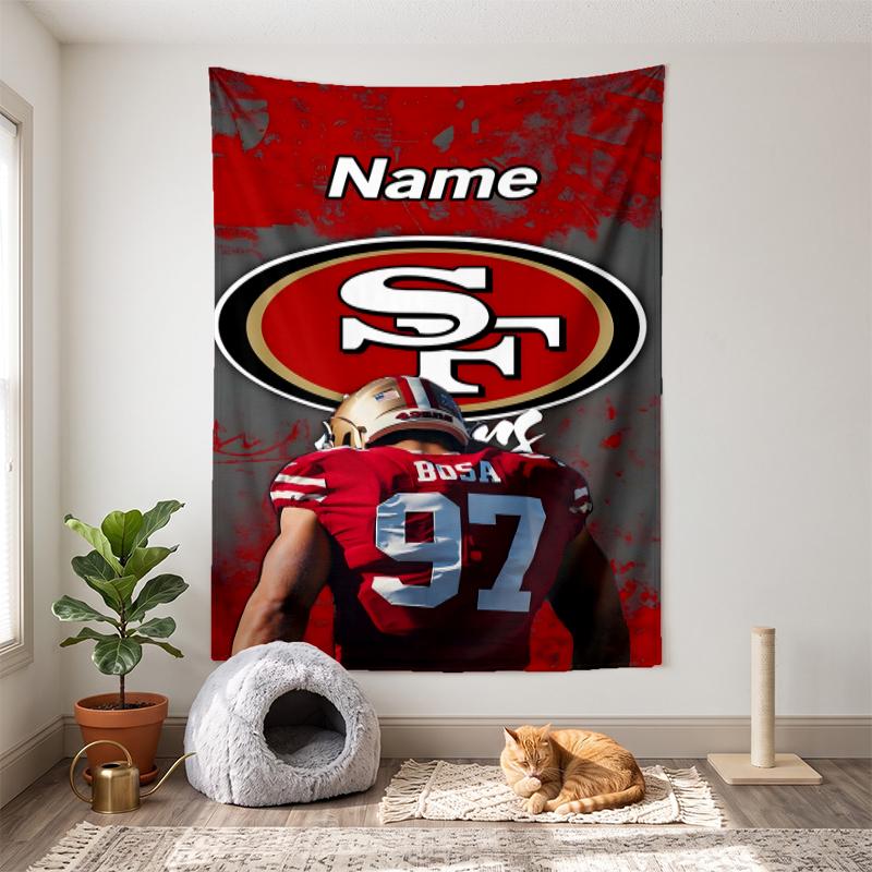 San Francisco 49ers (5) Přizpůsobitelná nástěnná tapisérie s jménem ideální volba pro dekoraci stěn v ložnicích obývacích pokojích kolejích a doma