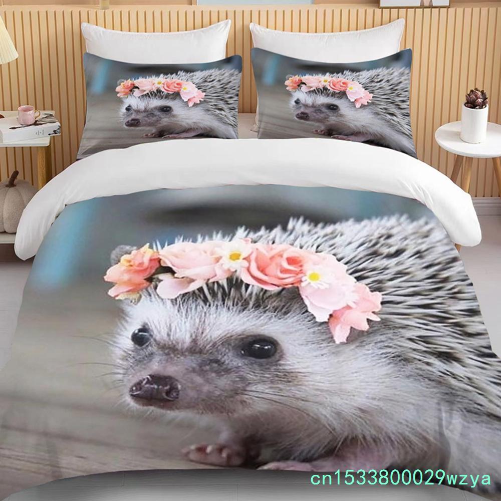 Animal Fofo Conjunto de Cama de Ouriço Queen Fofo Roupas Edredom/Capas de Edredom e Fronha Para Adultos Crianças Capa de Colcha