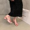 French evening breeze slippers fairy shoes 2025 new summer temperament pink bow sandals high heels sandals