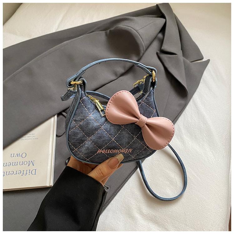 Mini Schleifen-Umhängetasche, Modisch, Schlicht und Stilvoll, Lässige rautenförmige Einzelschultertasche