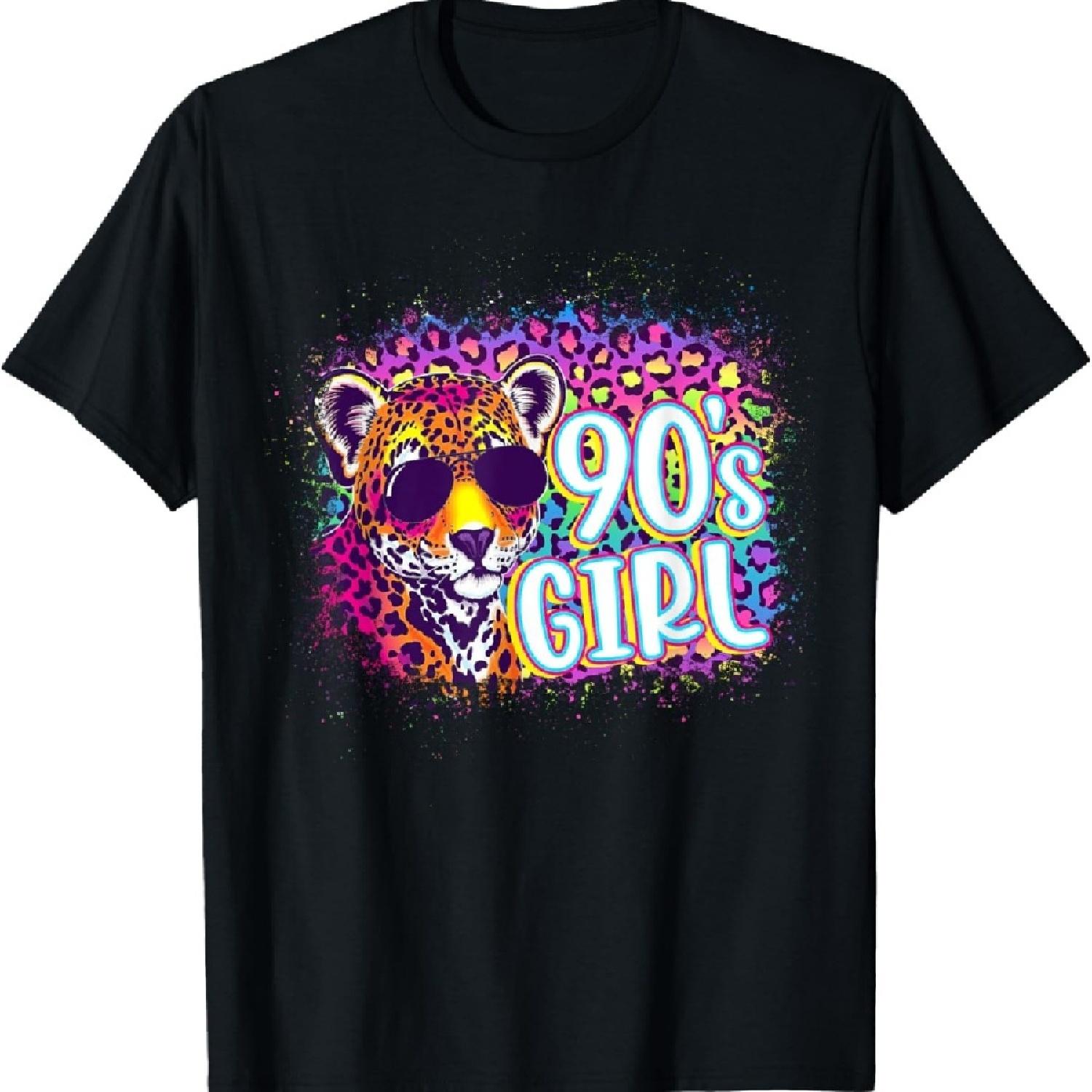 

90 s Girl Birthday Party Rainbow Leopard Print 1990s Women T-Shirt XXXXXL