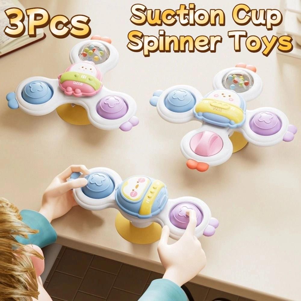 3Pcs/Set Rotating Rattle Suction Cup Spinner Toys Cartoon Animal Spinner Children Gift