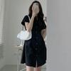 Korean Chic Summer Lapel Dress - Slim, Short-Sleeved, Single-Breasted Style