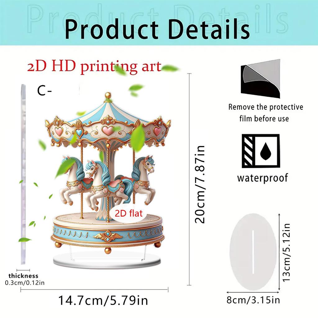 European Dream Carousel Acrylic Festive Desktop Ornament