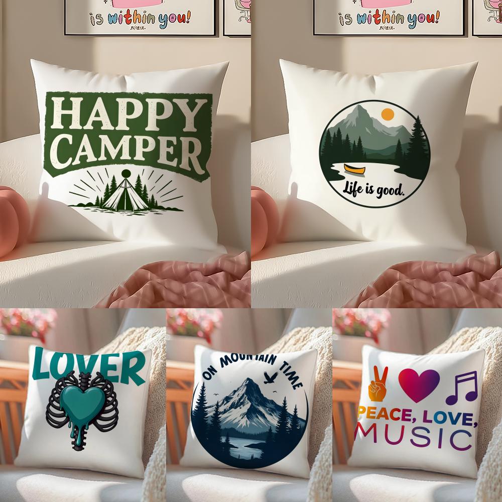 Retro American Style Letter Printing Cushion Cover Silky Elegant Comfort Sofa Bed Invisible Zipper Beach Pillowcase