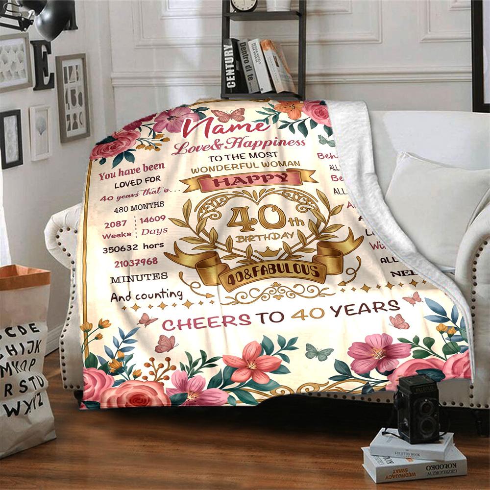 Happy 60Th Birthday Personalized Blanket Customize Your Name Comfortable Versatile For Picnics Outdoor Travel And Camping Sofa Office Four Seasons