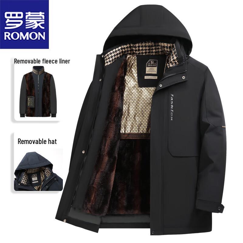 ROMON Men's Hooded Mid-Length Winter Padded Coat
