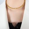 18K Gold Titanium Steel Beaded Zircon Necklace & Bracelet Set for Women