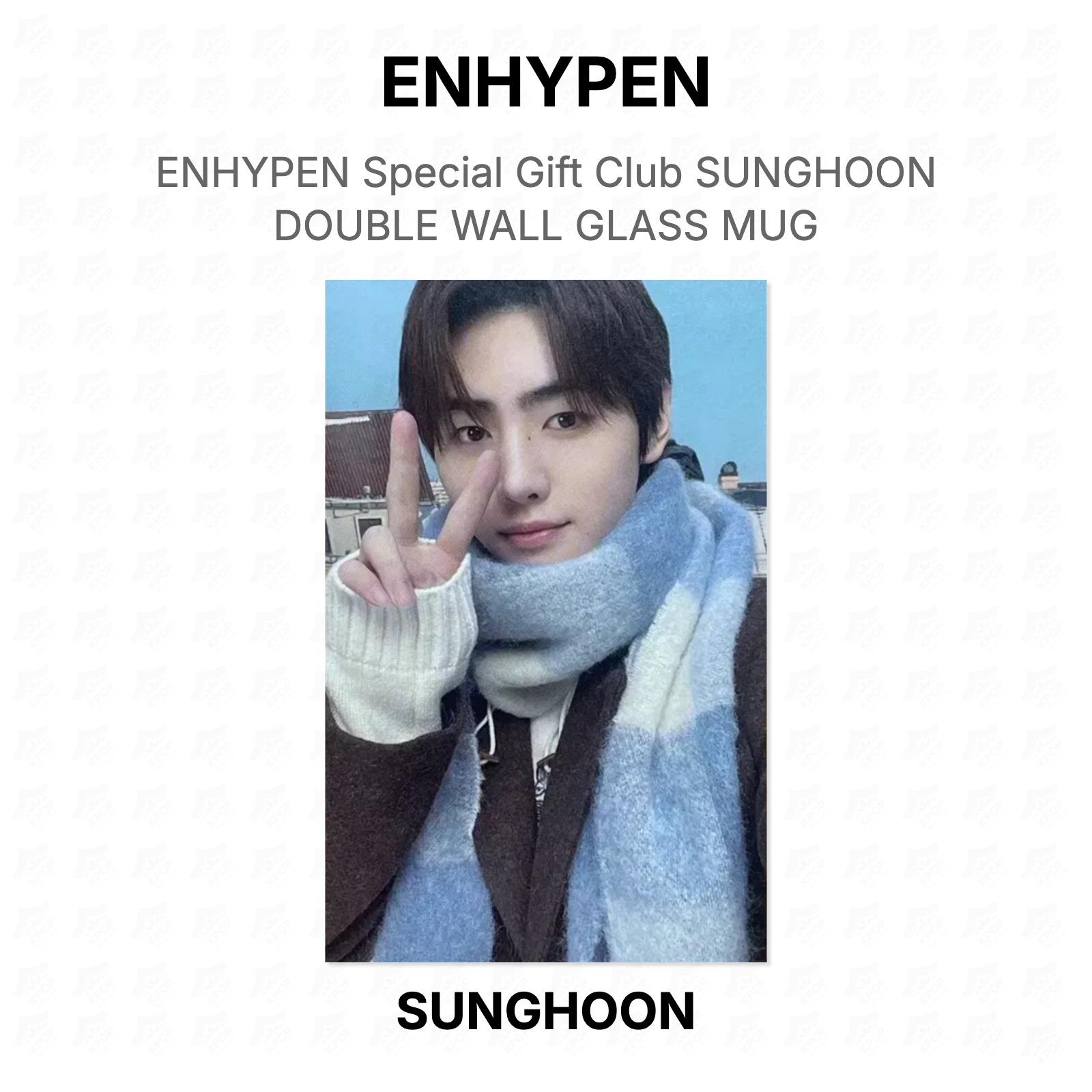 ENHYPEN SUNGHOON Special Gift Club SUNGHOON DOUBLE WALL GLASS MUG Official Photocard SUNGHOON
