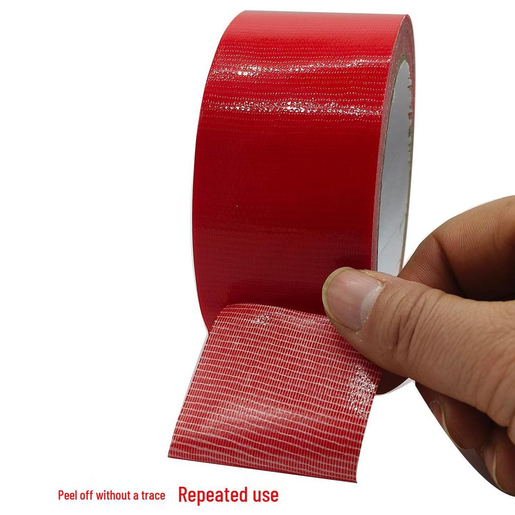 Heavy-Duty Waterproof Single-Sided Adhesive Fabric Tape for Carpet and Floor Insulation - No-Mess, Black/Red
