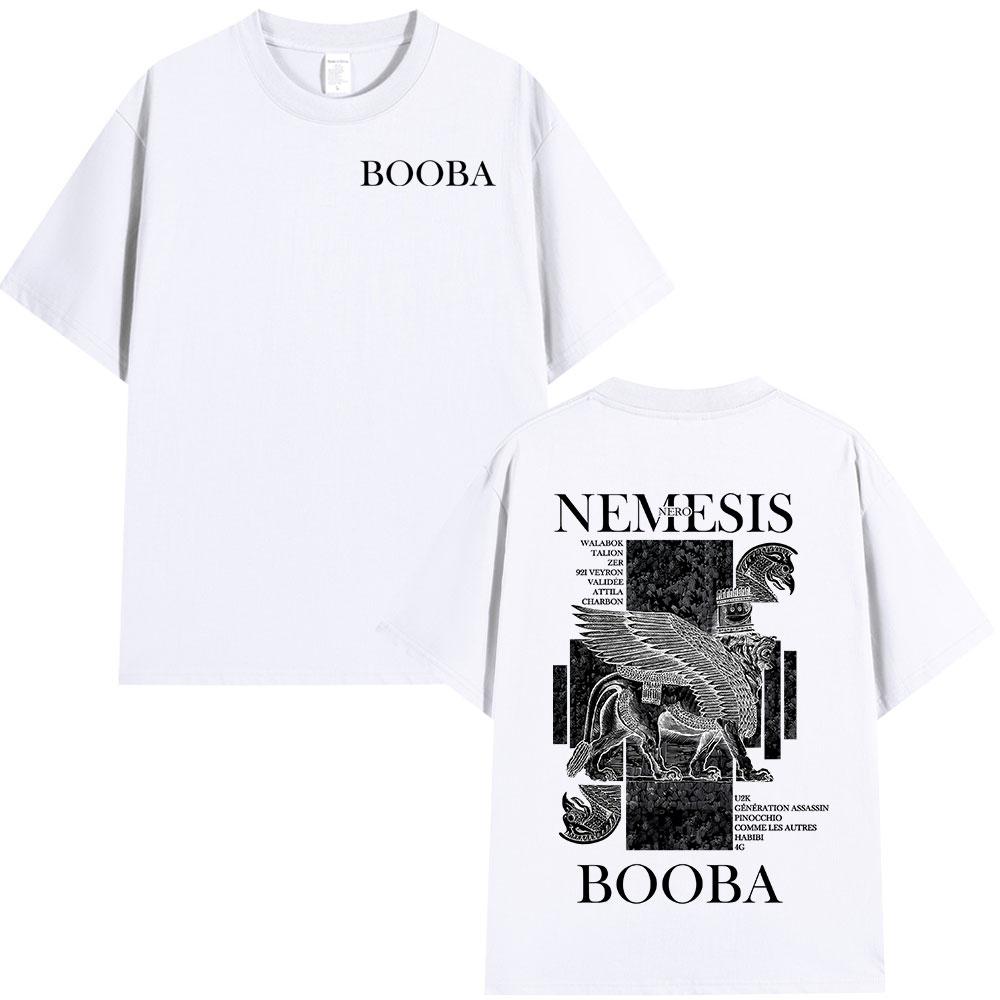 Rapartiest Booba Nero Nemesis Album Grafisch T-shirt voor Mannen en Vrouwen, Hip-hop Mode Zomer Print 100% Puur Katoenen T-shirt