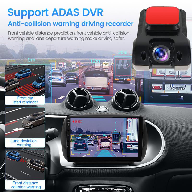 Automobilinis Android navigatorius USB HD 720P 170° DVR vaizdo registratorius Medija Komplekte yra ADAS vairavimo pagalbos funkcija Įrašymo įrenginys Naktinis