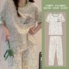 Summer Sweet Women's Pajamas Small Fresh Flowers Strawberry Short-sleeved Trousers Set Loose and Can Be Worn Outside Loungewear