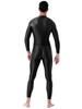 Mens Shiny High Neck Long Sleeve Double Ended Zipper Leotard Bodysuit