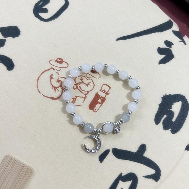 Vintage-Inspired Beaded Bracelet with Elastic Rope - Sweet Glass Beads for Girls