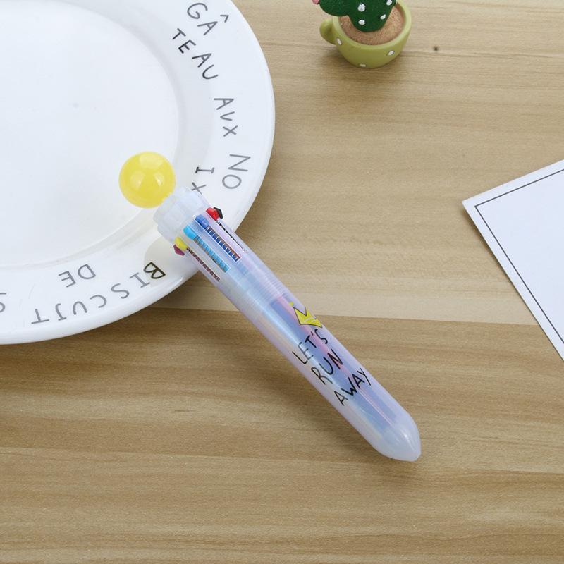 Ten-color Ballpoint Pen Girl Heart Cartoon Press Multi-color Pen Multi-function Color Handbook Pen Creative Cute Pen
