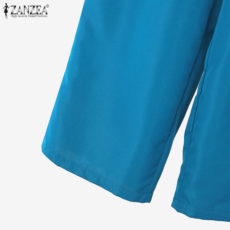 ZANZEA Women Half Sleeve Blouse and Pants Casual Two Piece Suit Sets