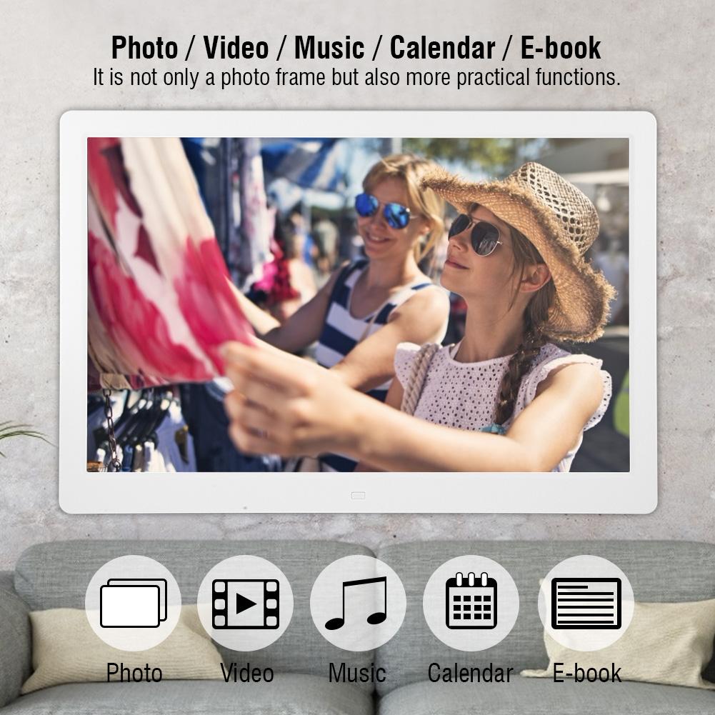 15,4 Zoll 1280*800 HD Digitaler Fotorahmen Wecker Player Album Fernbedienung Weiß