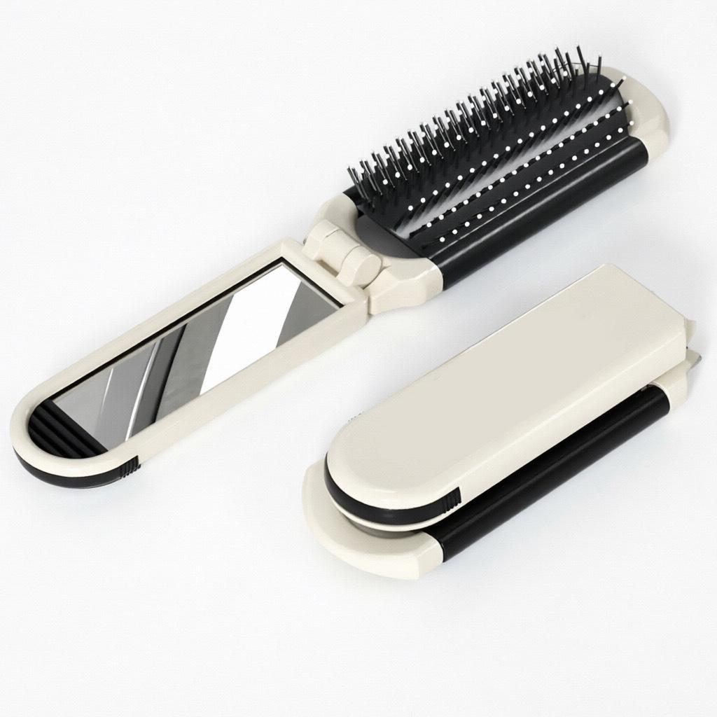 Portable Folding Airbag Cushion Comb with Mirror - Massage & Hairdressing Tool
