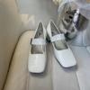 Fashion NEW Spring/Autumn Women Pumps Square Toe Chunky Heel Shoes Satin Shoes for Women Elegant Low Heel Buckle Black Mary Jane Shoes