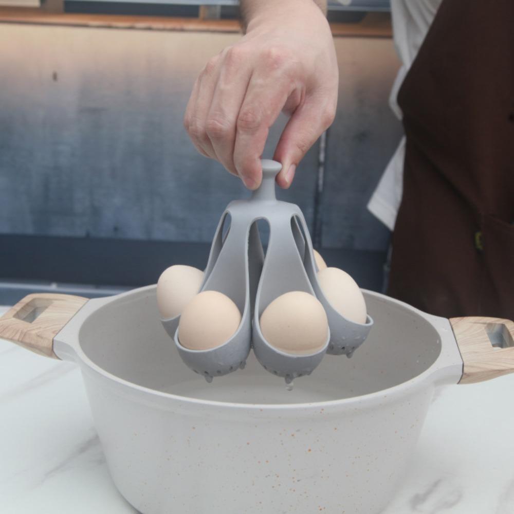 

Anti-scald Boiled Egg Holder 6 Hole Cooking Egg Storage Rack Portable Egg Cooker Home сірий