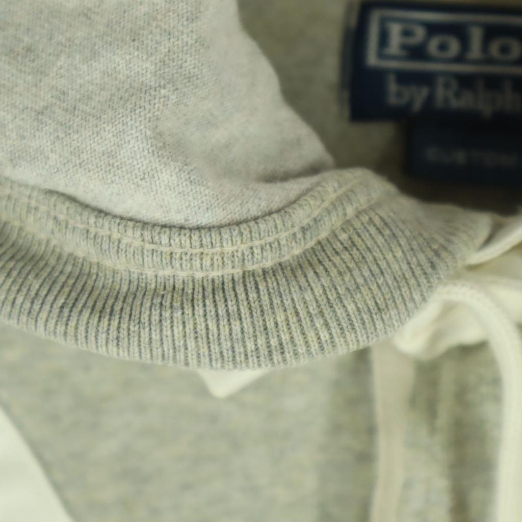 Polo by Ralph Lauren cotton Wappen Long sleeve Hooded Lager shirt M gray Men's Used