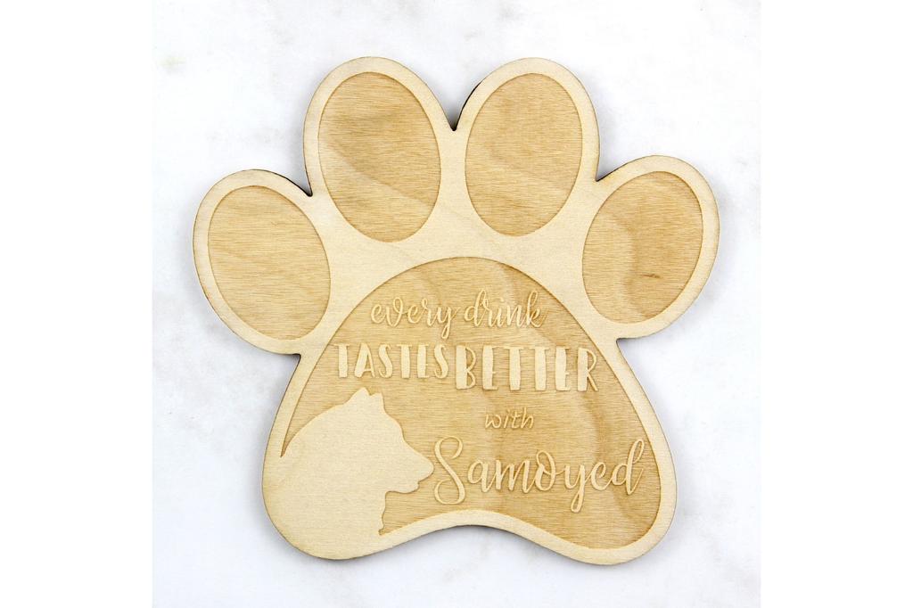 Samoyed, Bjelkier, Samoiedskaya Sobaka - Mug Coaster, Engraved Coaster with Dog, Gift for Dog Lover by Art-Dog Brand