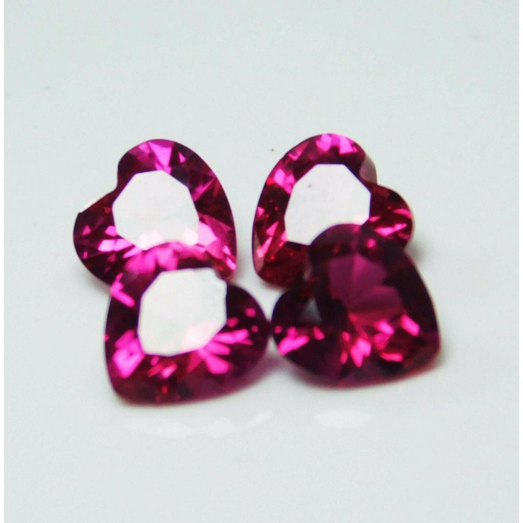 Natural Red Ruby Loose Gemstone 4 pcs Heart Shape 6x6 mm for Jewelry Making and Gem Collections