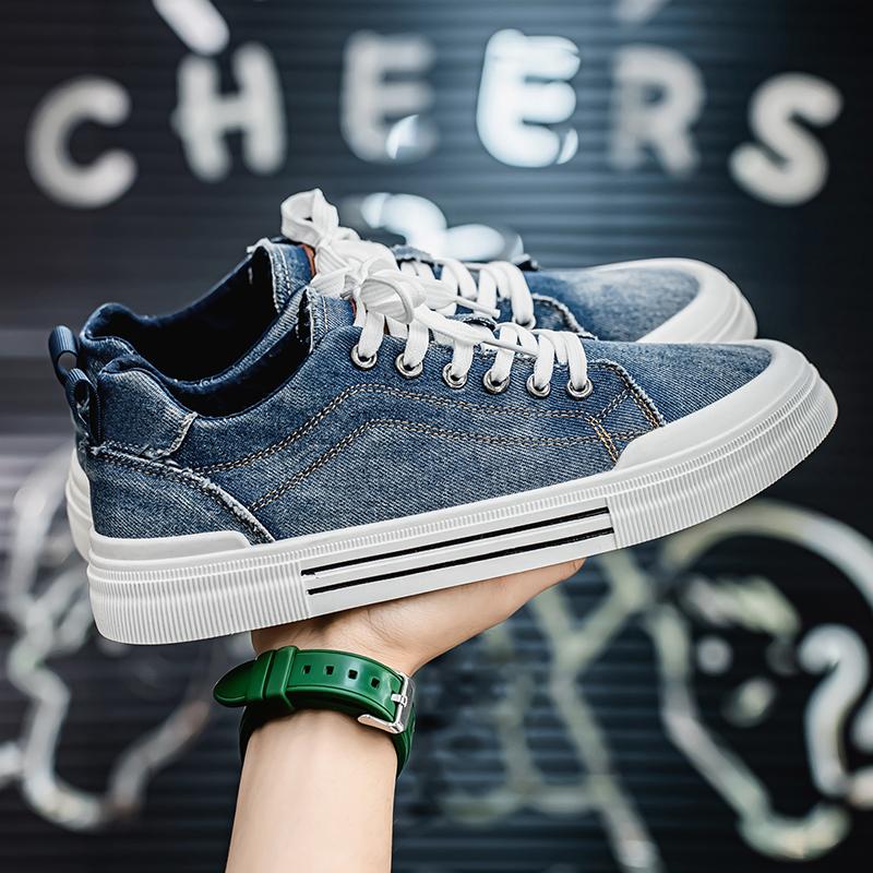 Nuove sneakers in denim streetwear moda uomo allacciate scarpe da passerella sneakers in tela da uomo scarpe hip-hop taglia grande 47 48 ragazzo trainer
