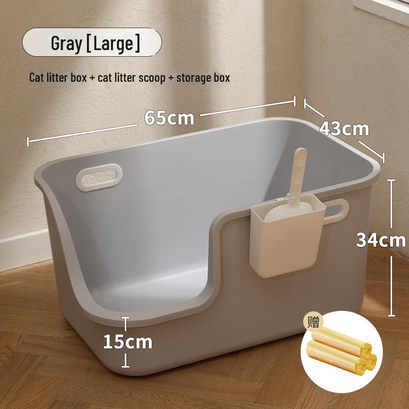 Halvsluten, överdimensionerad, stänksäker kattlåda - Lätt att rengöra för husdjur