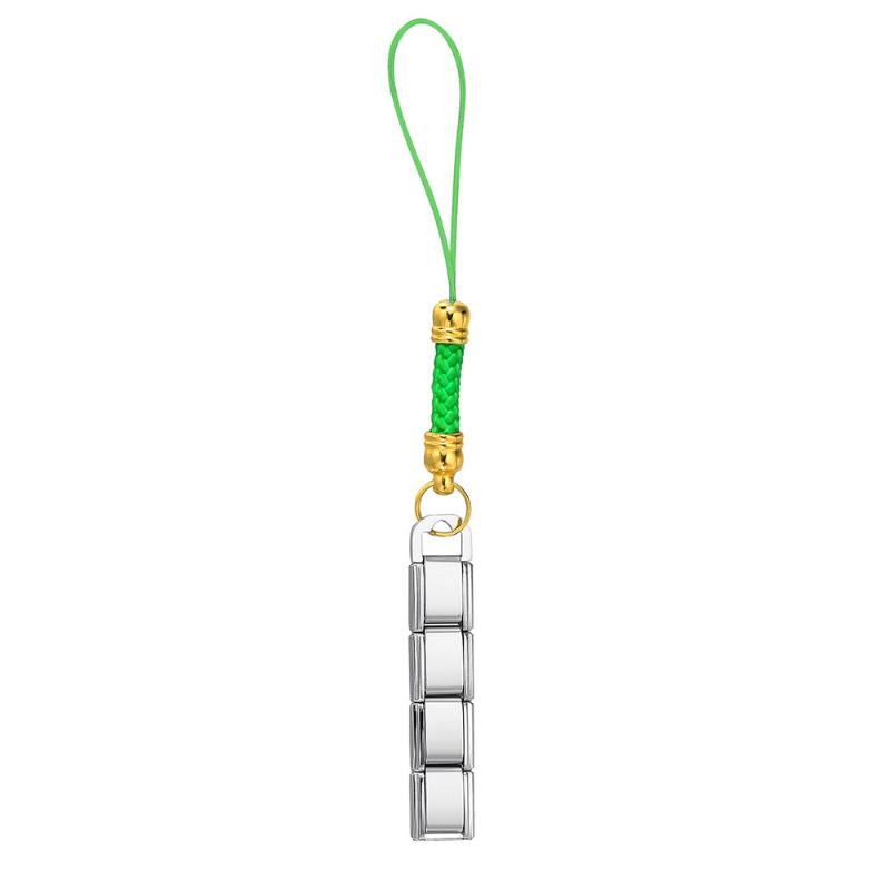 

Splicing Design Creative Keychain Phone Rope Fit 9Mm Stainless Steel Bead Making Diy Charm Female Male Jewelry темно-зелений колір