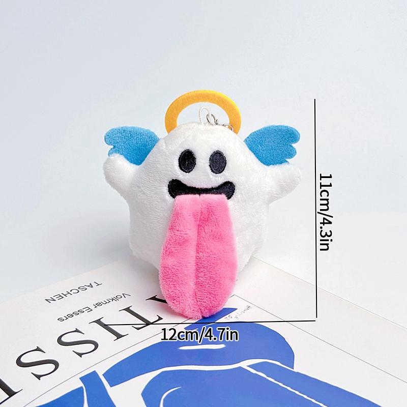 Kawaii Plush Ghost Keychain Cute Animation Bat Spooky Keychain Accessories Couple Keyring Bag Charms Car Key Ring Present For Friends