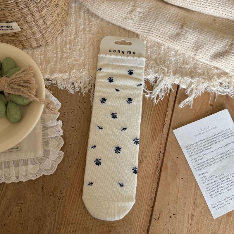 Damen Herbst Vintage Floral Schleife Knochenlos in Den Zylinder Stapelsocken