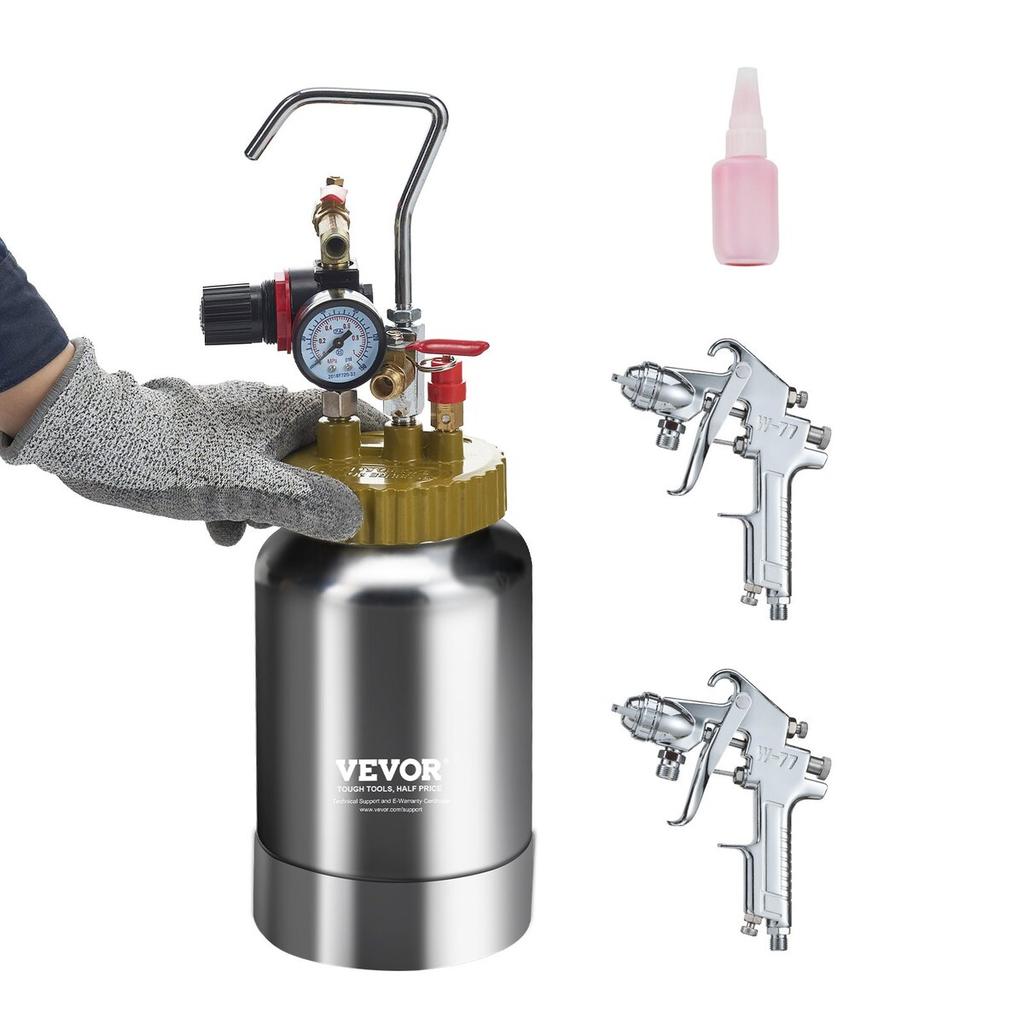 Spray Paint Pressure Pot Tank, 2L/0.5gal Lightweight Air Paint Pressure Pot, 1.8mm Nozzle Spray Paint Gun 3m Hoses for Home Decoration Architecture