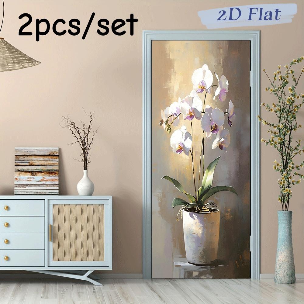 

2pcs modern minimalist style butterfly orchid wall stickers living room bedroom entrance decoration stickers self-adhesive water (as the picture,38.5x200cmx2)