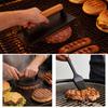 2Pcs Cast Iron Meat Press with Wood Handle Heavy-Duty Bacon Burger Smasher for Grill Griddle Skillet Rust-Proof Round Rectangular Professional BBQ