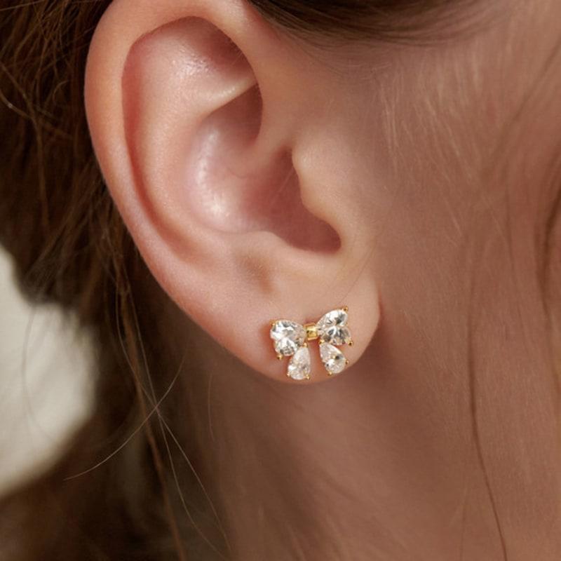 TATIANA (925 Silver) Twinkle Butterfly Ribbon Earrings EC3088
