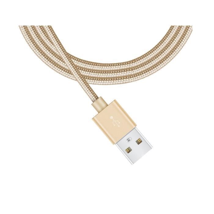 Micro USB Cable - Phonillico - Samsung Galaxy Tab A 8.0 2019 - Braided Nylon - 1 Meter - Set of 3